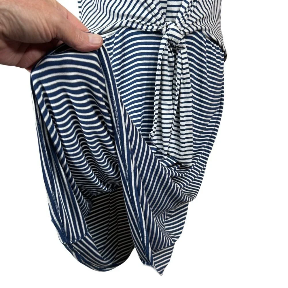 C Est. 1946 NWT Navy Blue White Stripe Sleeveless Tie Accent Dress Size 14/16W - Picture 6 of 9